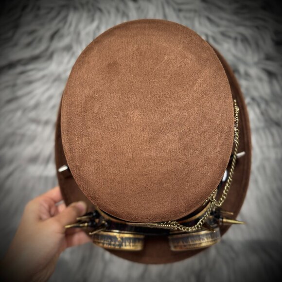 Steampunk Top Hat Metallic Scientist Time Traveler Halloween Costume Cosplay Hat - Picture 5 of 5
